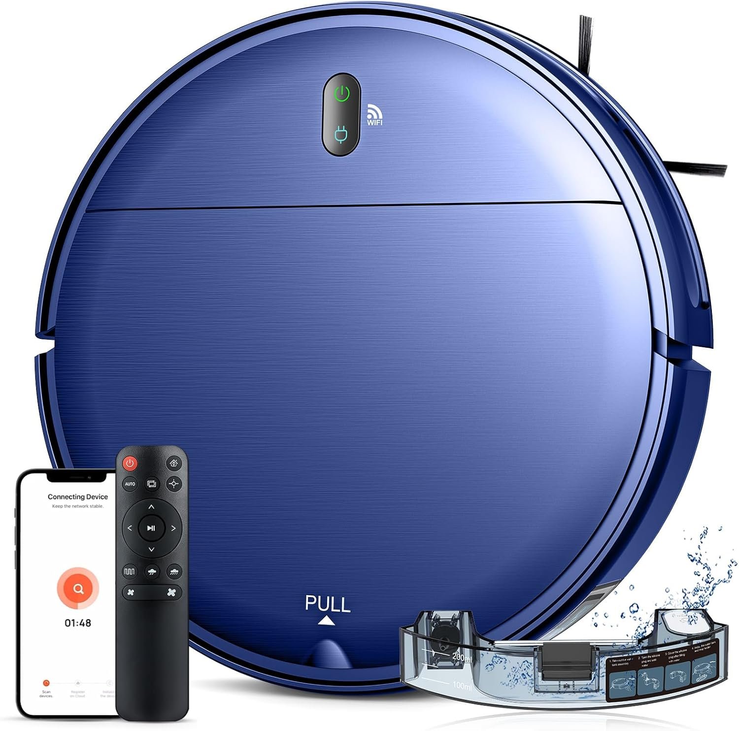 Robot Vacuum and Mop Combo, 2 in 1 Robot Mop and Vacuum, Robotic Vacuum Cleaner with WiFi/App, 2000Pa Suction, 230ML Water Tank, Self-Charging, Slim, Ideal for Hard Floor, Low Pile Carpet, Pet Hair