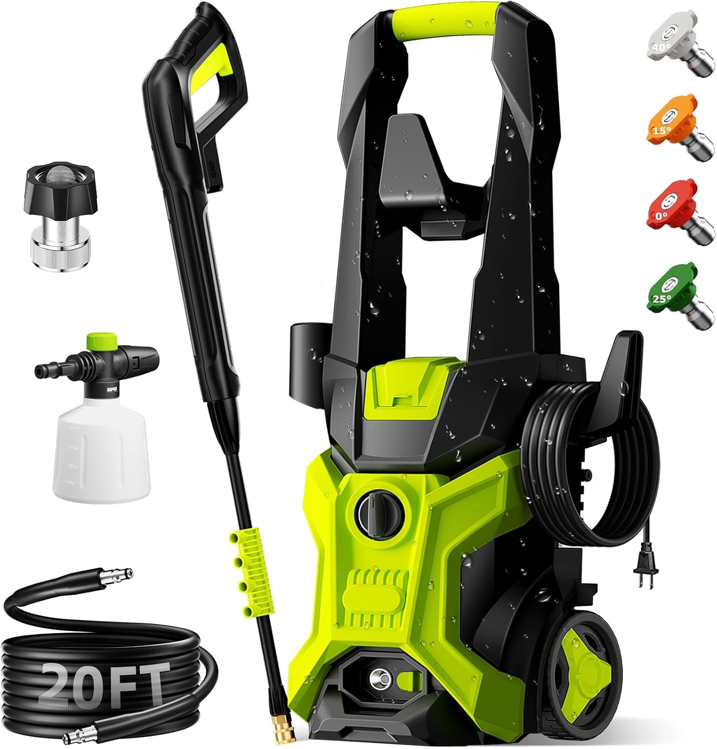 Electric Pressure Washer 5000 PSI 2.5 GPM, Bothlin Portable Power Washer with 4 Quick-Connect Nozzles, Soap Tank & Foam Cannon, High Power Water Pressure Washer for Car, Driveway, Patio, Home Cleaning