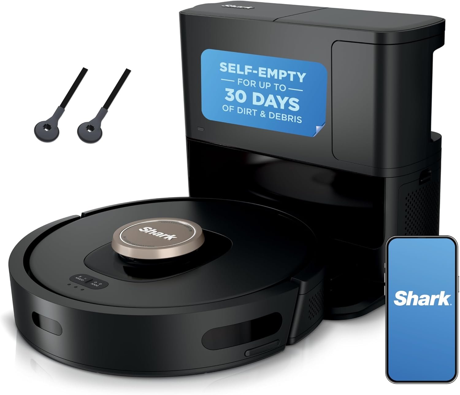 Shark AV2501AE AI Robot Vacuum with XL HEPA Self-Empty Base, Bagless, 60-Day Capacity, LIDAR Navigation, Perfect for Pet Hair, Compatible with Alexa, Wi-Fi Connected, Carpet & Hard Floor, Black