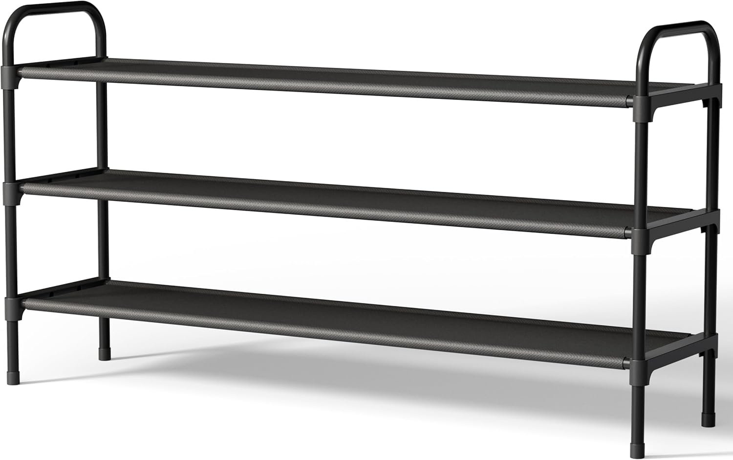 Kitsure Shoe Rack, 39″ Wide Extra-Long Shoe Organizer, 3-Tier, Black | Closet, Front Door Entrance, Entryway, Stackable & Detachable Shelf, Closet Organizers and Storage
