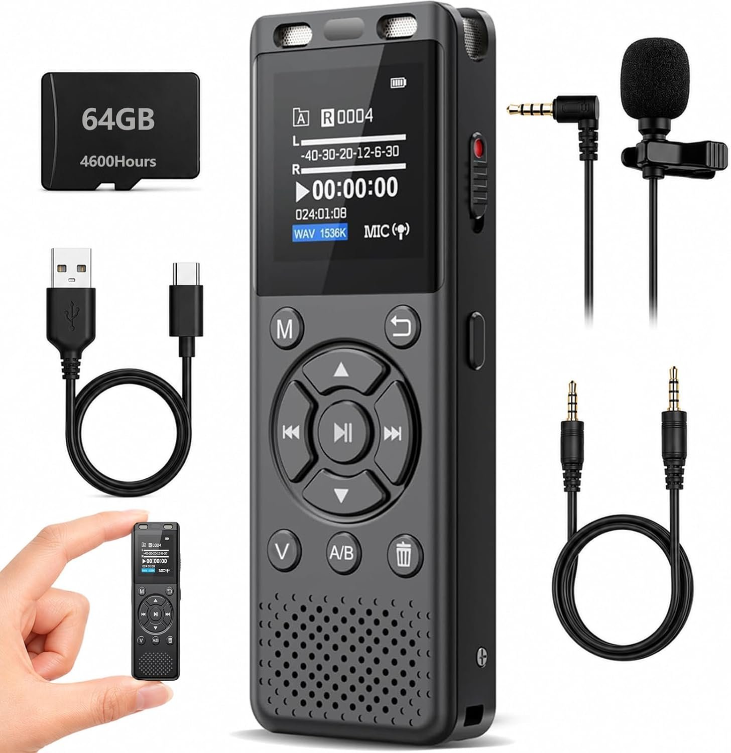 Tonfarb 64GB Digital Voice Recorder with Playback,Audio Recording Device for Lectures Meeting/Classes/Interviews,Tape Recorder with Voice Activated,Password,Noise Reduction,A-B Repeat,MP3 Player Etc