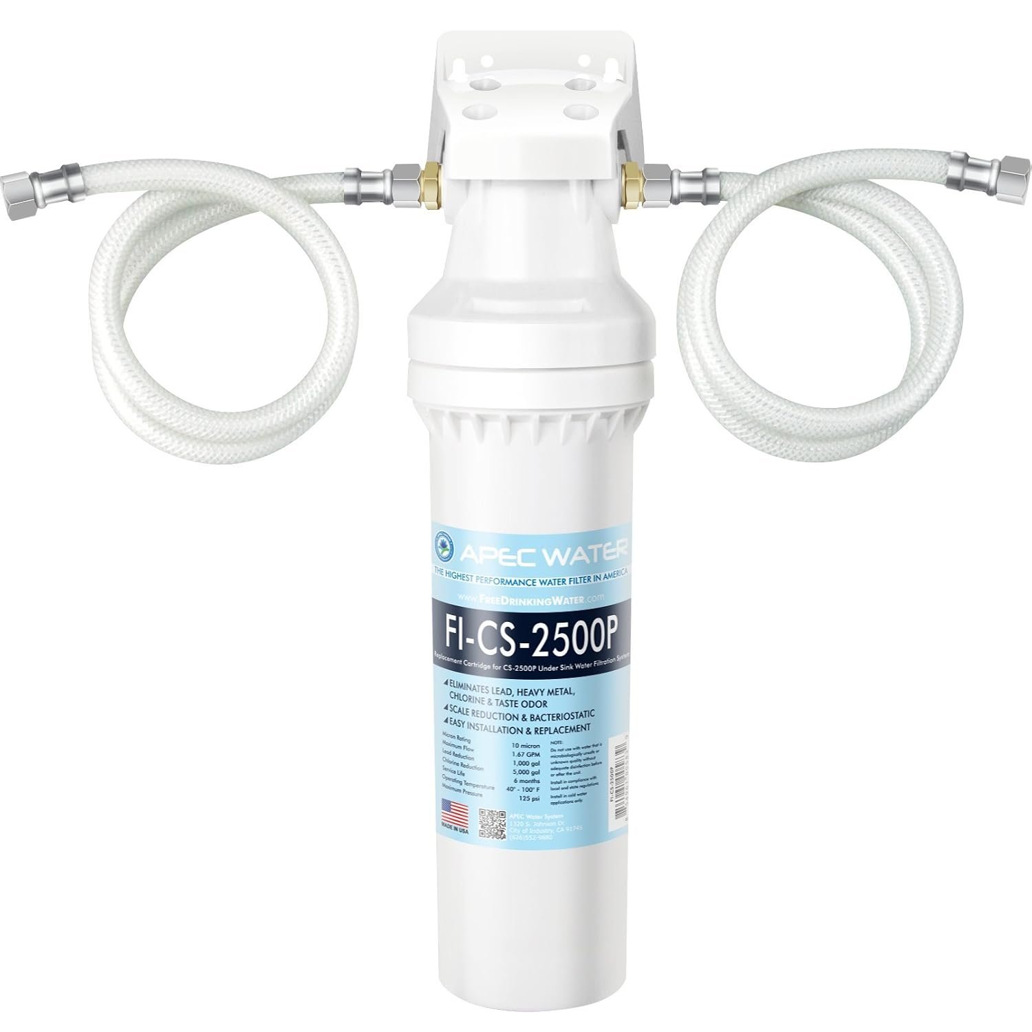 APEC Ultra High Capacity Under Sink Water Filtration System Plus Scale Inhibitor – Premium Quality US Made Filter (CS-2500P)