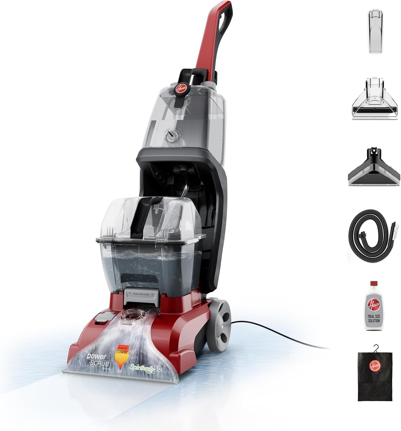Hoover PowerScrub Deluxe Carpet Cleaner Machine, Deep Cleaning Carpet Shampooer Machine, SpinScrub Brushes, HeatForce Drying, Pet & Upholstery Tools, Pair with Hoover Carpet Cleaner Solution