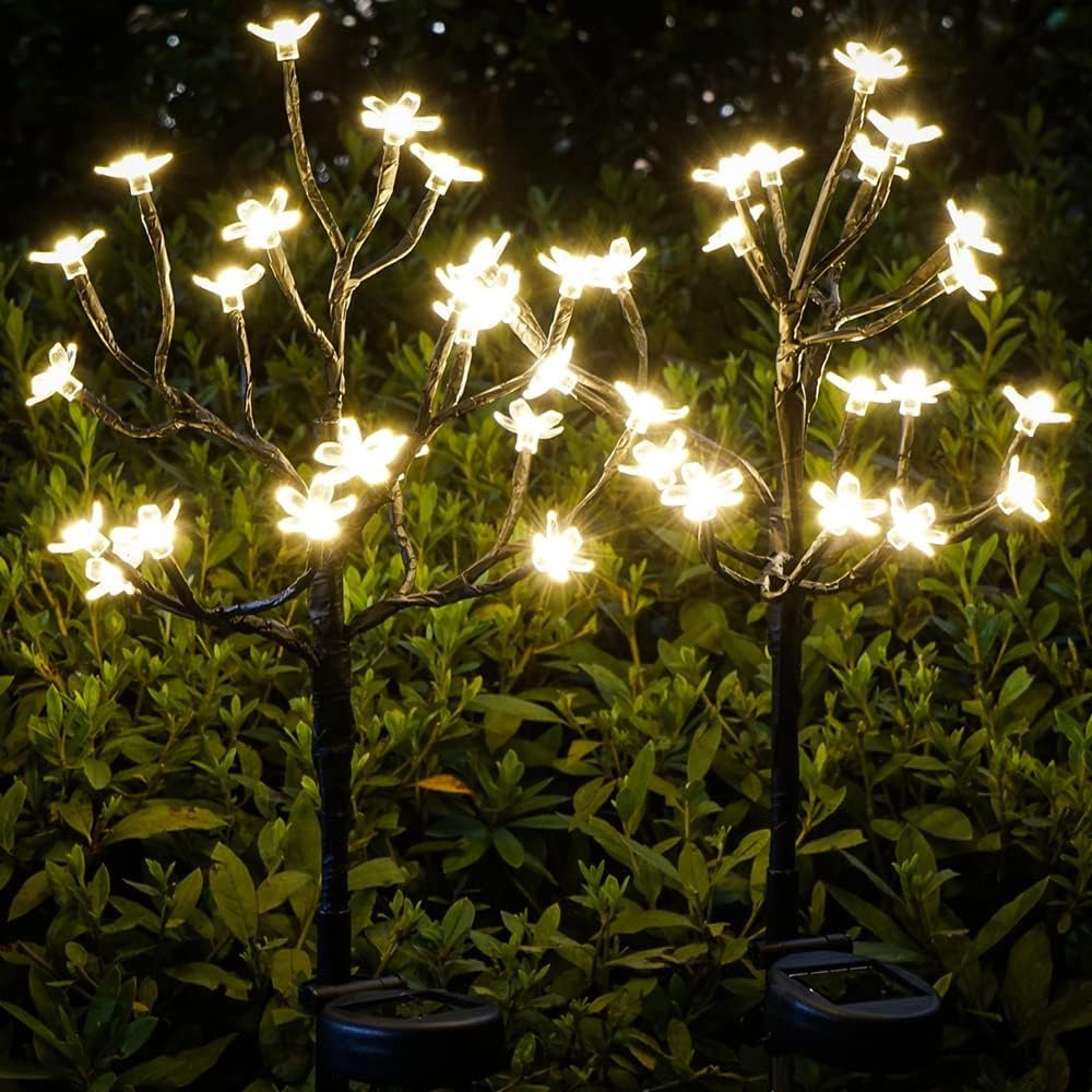 Solar Garden Lights Garden Decor, Solar Flowers Outdoor Decorative,2Pack 40LED Fairy Solar Lights Outdoor Waterproof Outside Yard,Patio,Pathway Decorations,Gardening Gifts for Women Mom