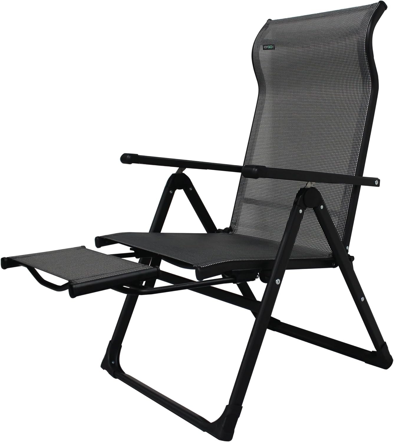 Caravan Sports Ergo+ – Adjustable Outdoor Patio Camping Lounge with Footrest & Headrest, Steel Frame Weather-Resistant Fabric – Folding Outdoor Chair