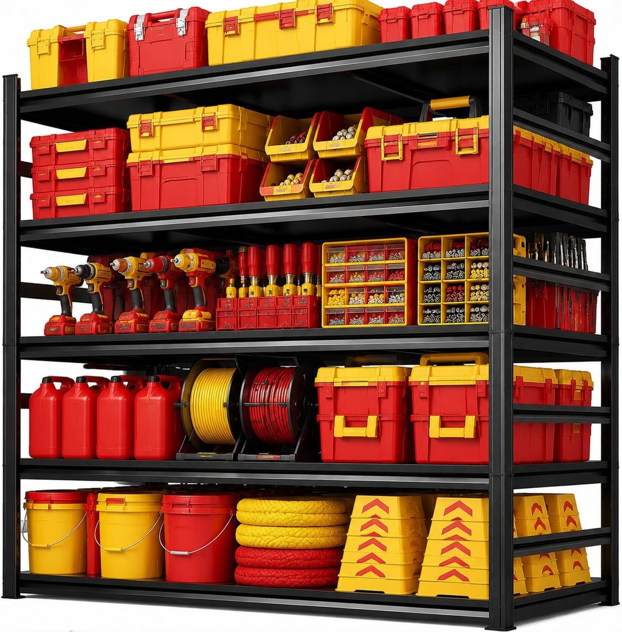 72”H Garage Shelving,3300LBS Heavy Duty Shelving | 5 Tier Storage Shelves with Adjustable Storage Shelf Unit with Double Layer Posts for Garage,Basement,Warehouse,Commercial