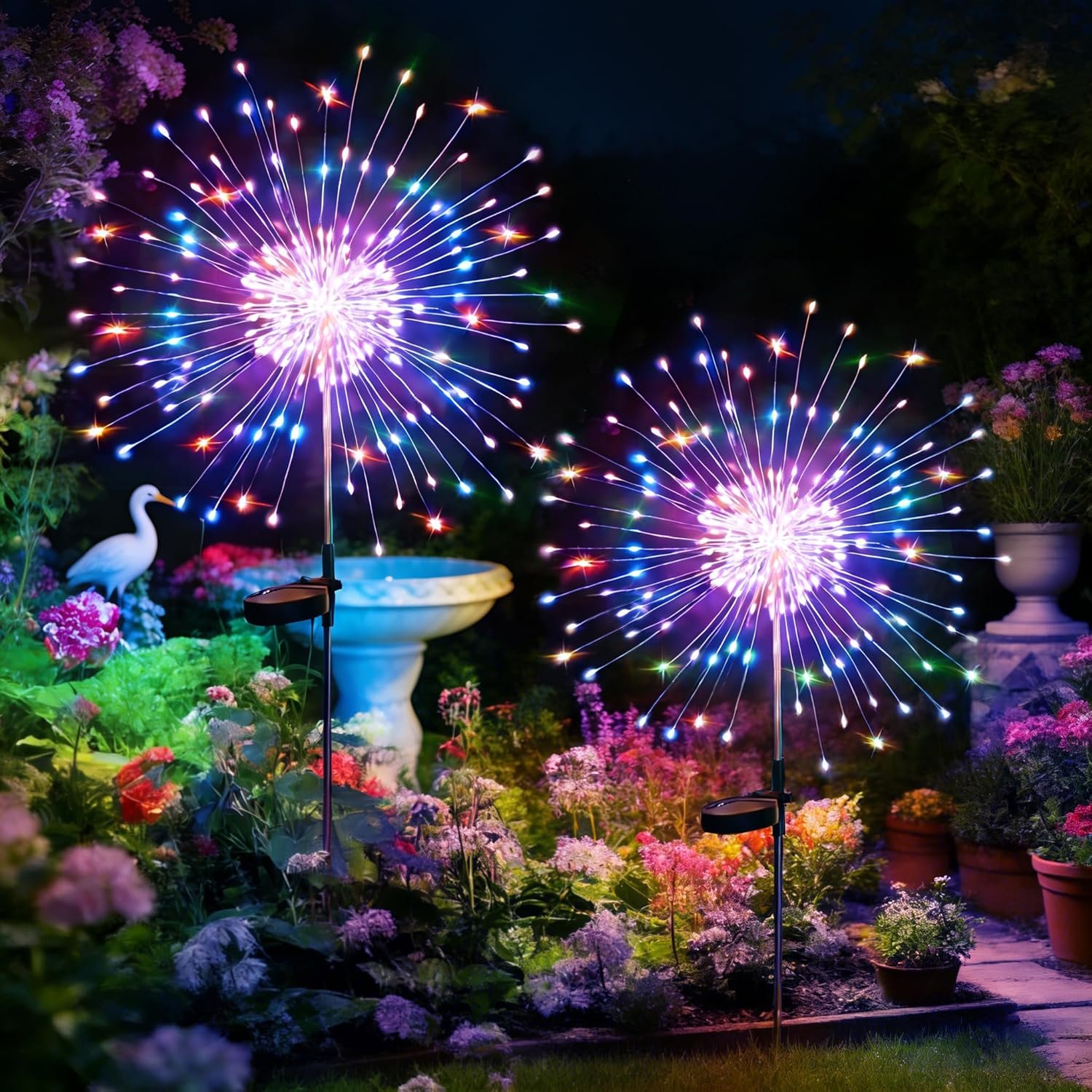 HPUFKOT Solar Garden Lights Outdoor,Waterproof Garden, 2PC 200 LED Twinkling Firework Lights Decorative with 8 Modes,Decor for Yard Patio Pathway Lawn for Yard Outside Fairy Decorative