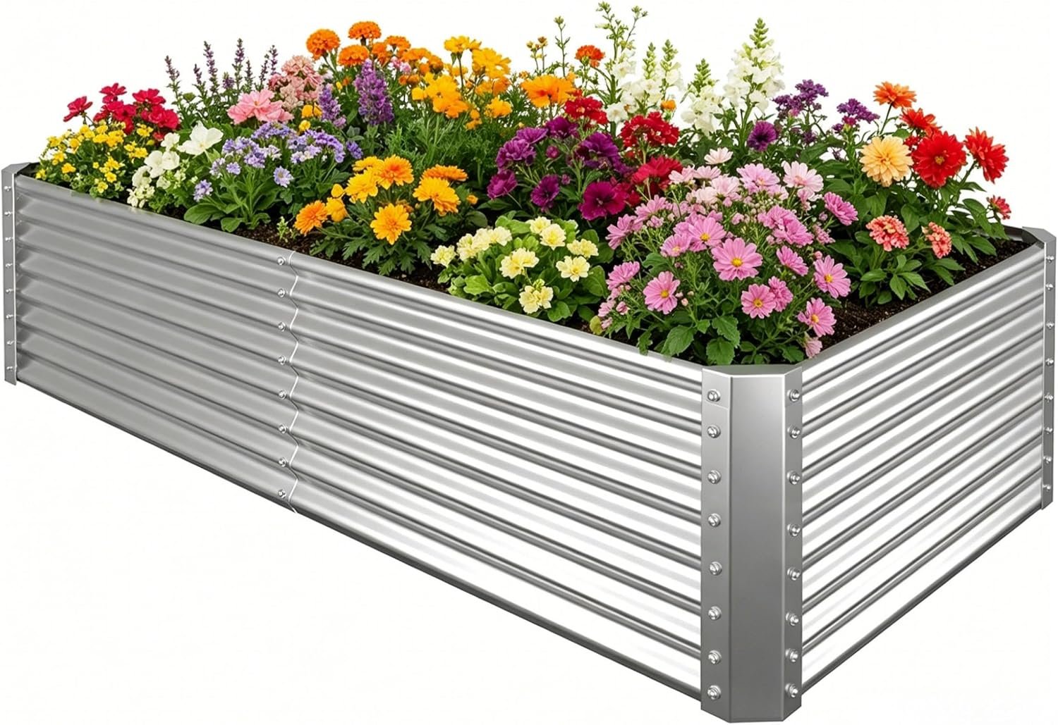 6x3x2ft Raised Garden Bed, Deep Root Planter Box, Sliver,1 Pack | 1mm Thick Galvanized Steel, Resists Rust Bowing, Easy Assembly, Ideal Deep-Root Growing Condition for Broccoli,Beans,Tomatoes