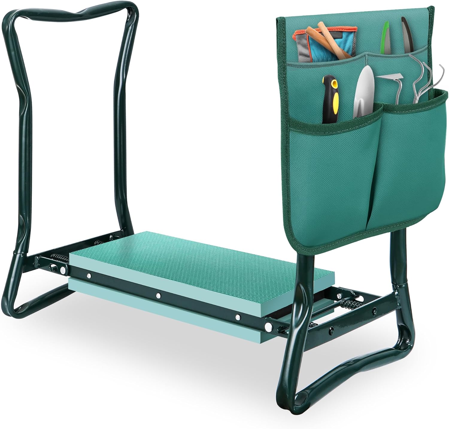 SUPER DEAL Folding Garden Kneeler and Seat with Free Tool Pouches – EVA Foam Pad Protects Your Knees – Sturdy and Lightweight, Gardening Gifts for Women Men