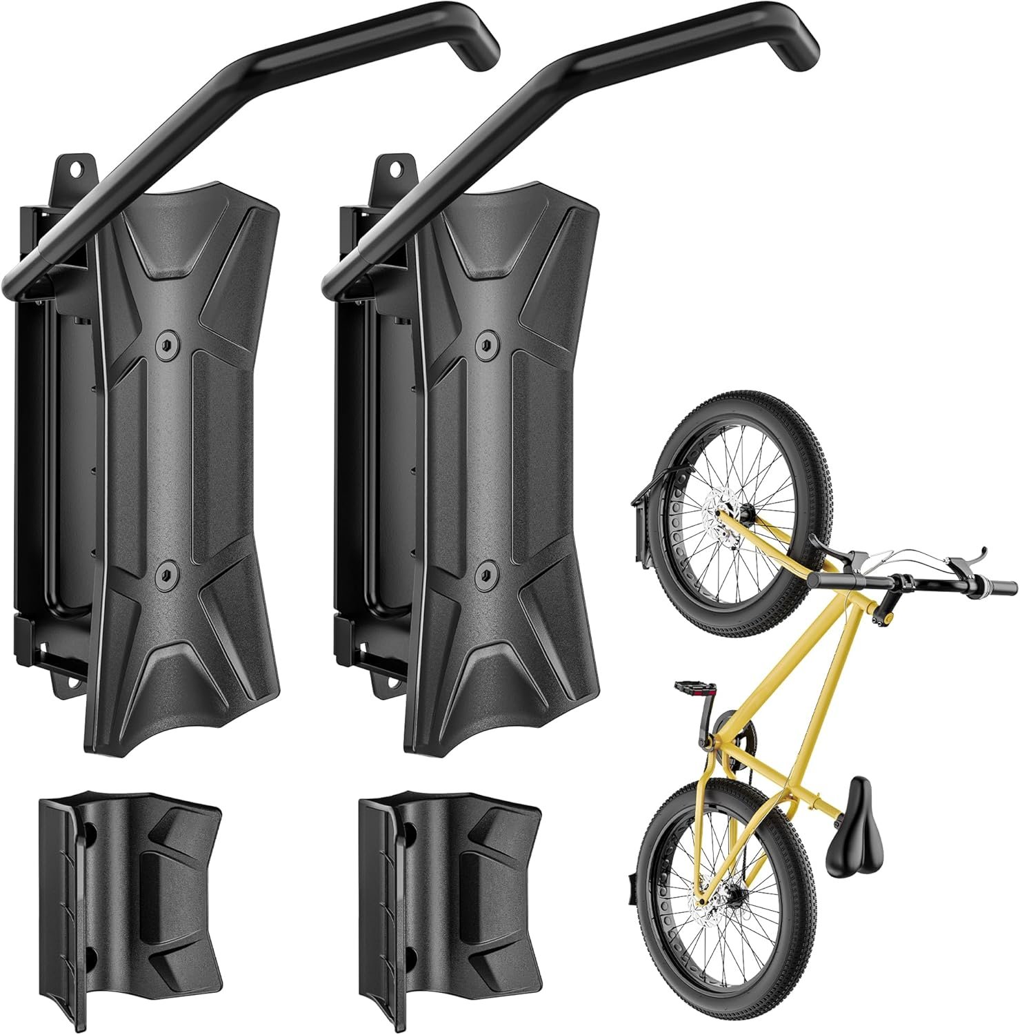 monTEK Bike Wall Mount for 4.5″ Tire Width, Swivel Bike Wall Hanger Holds Up to 77lbs, Space-Saving Bike Rack Garage, Heavy Duty Bike Storage for Bedroom Home Office, 2 Pack