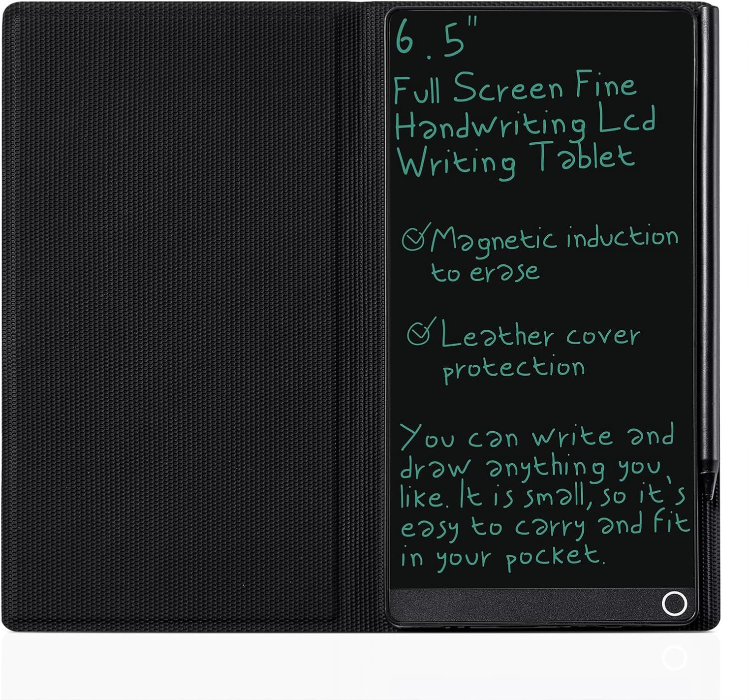 LCD Writing Tablet for Adult: Mini 6.5 Inch Full Screen Digital Notepad with Hall Switch and Tablet Case Reusable Writing Pad Portable Use for Office Study Teaching