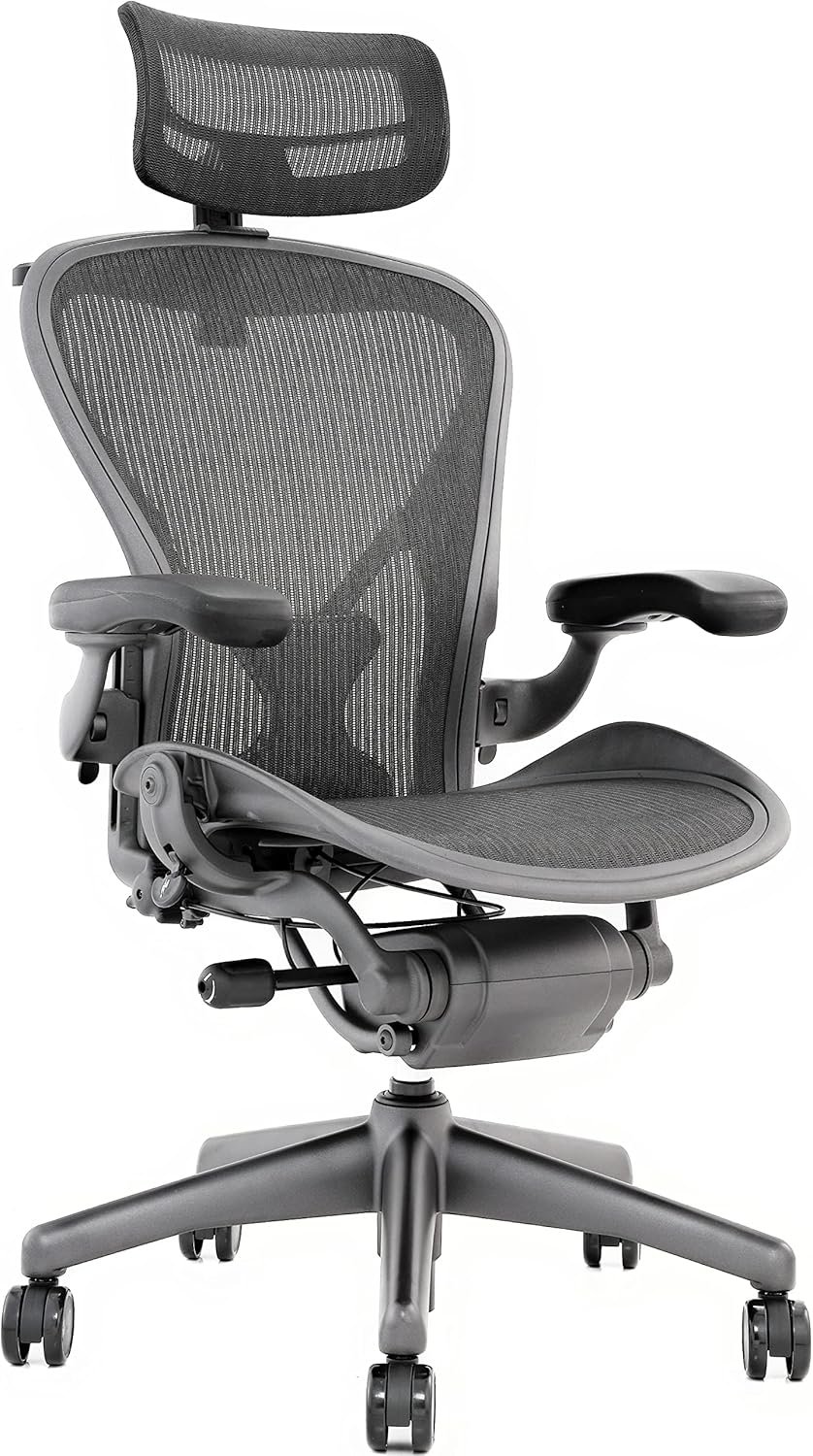 Aeron Chair by Herman Miller – Highly Adjustable Graphite Frame – with PostureFit – Carbon Classic (Medium)