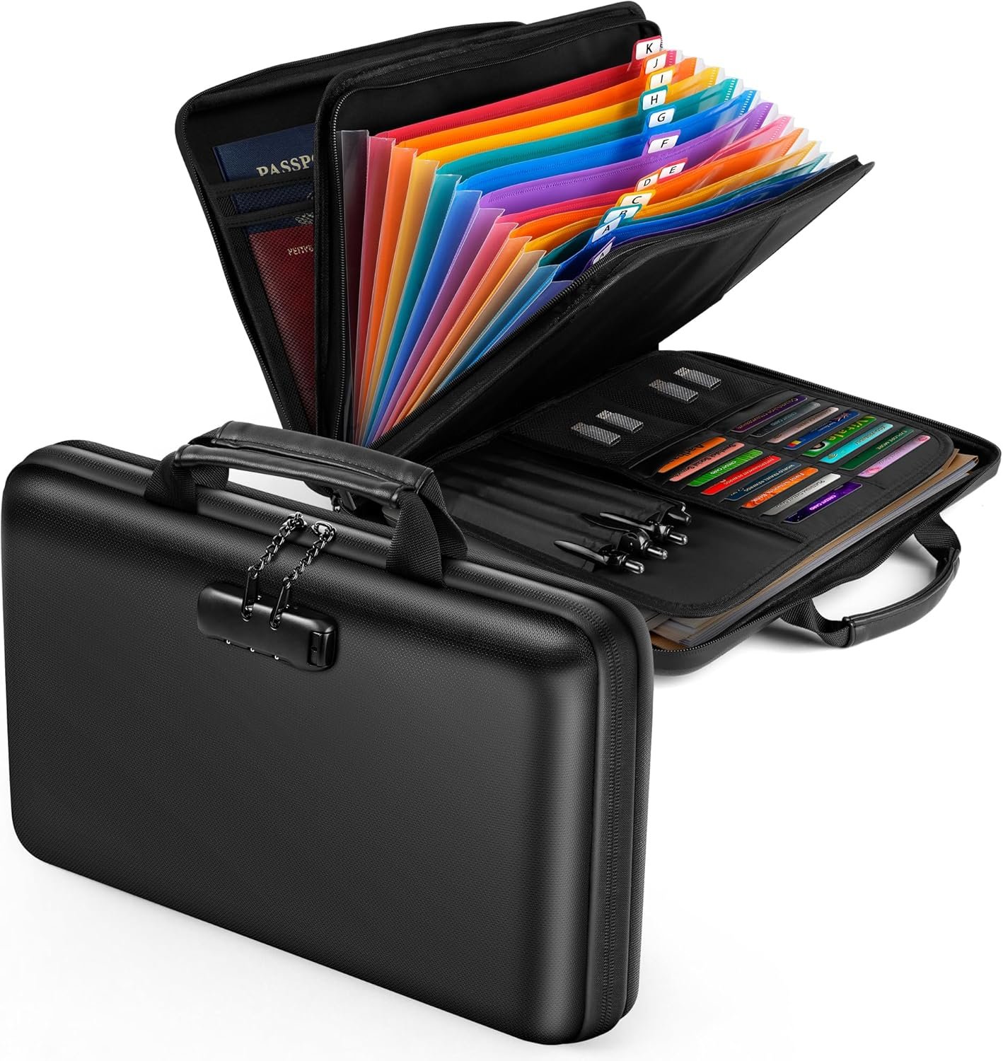 Fireproof Document Safe Box, Waterproof for Important Documents, Fire/Water Resistant File Box with Lockable Zipper for Travel, Home & Office, Organizer for Passport, Bill, USB Drive, Cards, Firebox