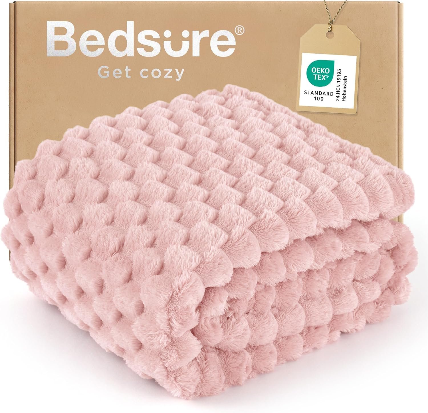 Bedsure Pink Throw Blanket for Couch – 350GSM Fluffy Plush Bubble Blanket for Bed Home Room Decor, GentleSoft Cute Fleece Soft Cozy Gifts for Women Girls, 50×60 Inches