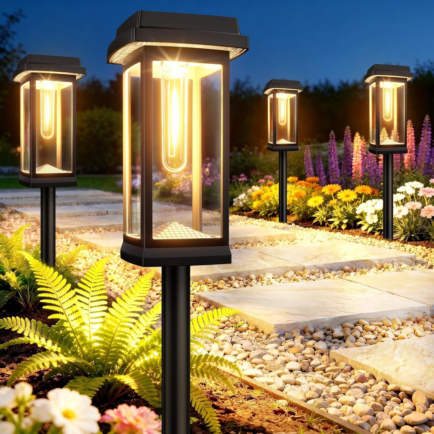 Solar Pathway Lights Outdoor, 8 Pack Upgraded Solar Garden Lights Solar Powered, Solar Lights Outdoor Waterproof IP65, 15 Hours Outdoor Solar Lights for Yard Patio Landscape Walkway Driveway Decor