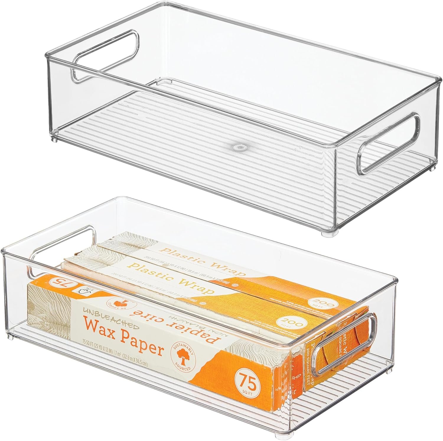 iDesign Stackable Fridge Bin, Clear, Set of 2 | Storage Bin for Freezer or Pantry, Made in USA