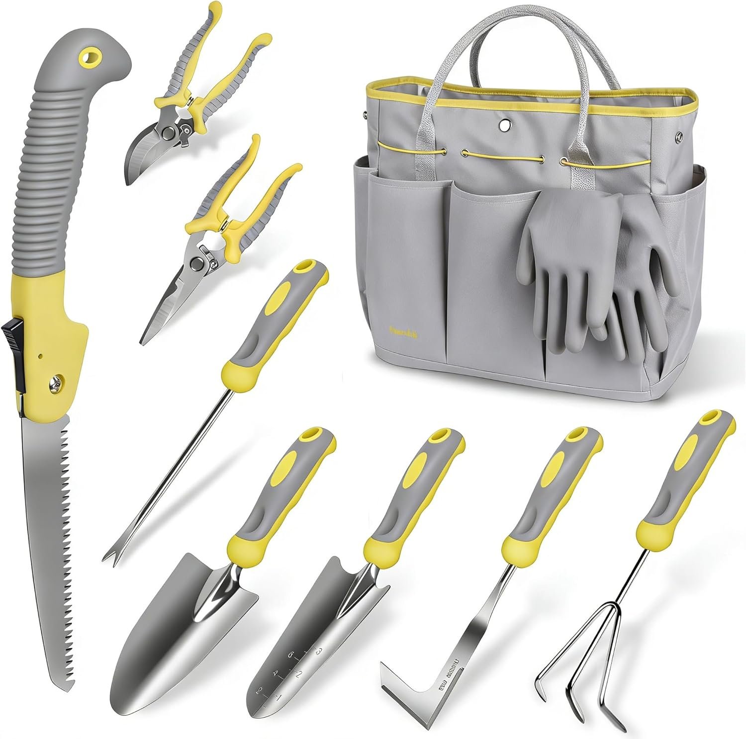 Garden Tool Set, Carsolt 10 Piece Stainless Steel Heavy Duty Gardening Tool Set for Digging Planting Pruning Gardening Kit with Durable Bag Gloves Gift Box Ideal Garden Gifts for Women Men