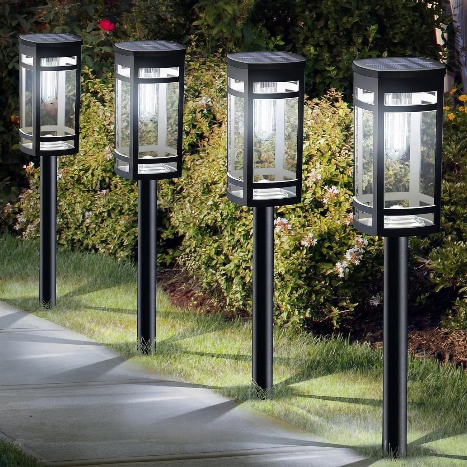 EXCMARK 12 Pack Solar Lights Outdoor Waterproof for Garden Pathway Walkway Driveway Yard Lawn Decorative Landscape Lighting. (Cool White Light, 12)