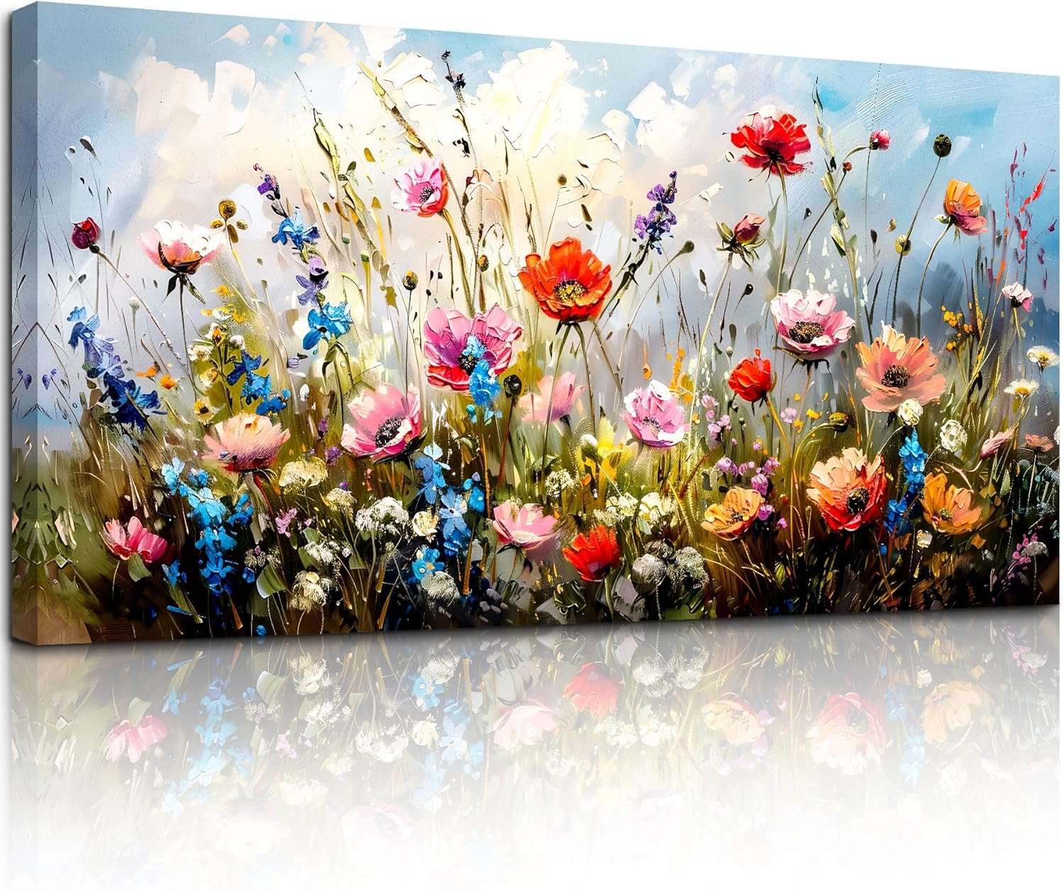 SERIMINO Large Wall Art for Living Room Canvas Prints, Farmhouse Nature Floral Botanical Wall Decor, Colorful Flower Market Modern Home Decor Oil Paintings Bathroom Decor Aesthetic 20″X40″