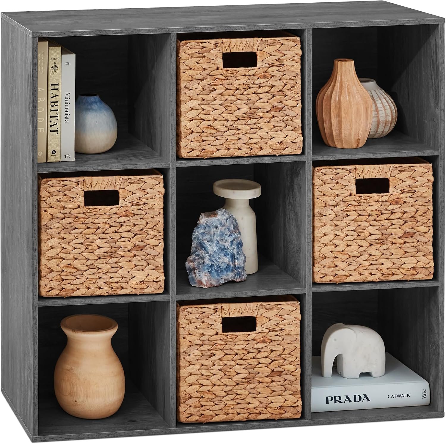 Best Choice Products 9-Cube Storage Organizer, 11in Shelf Opening, Bookcase, Display Shelf, Customizable w/ 3 Removable Back Panels – Dark Gray