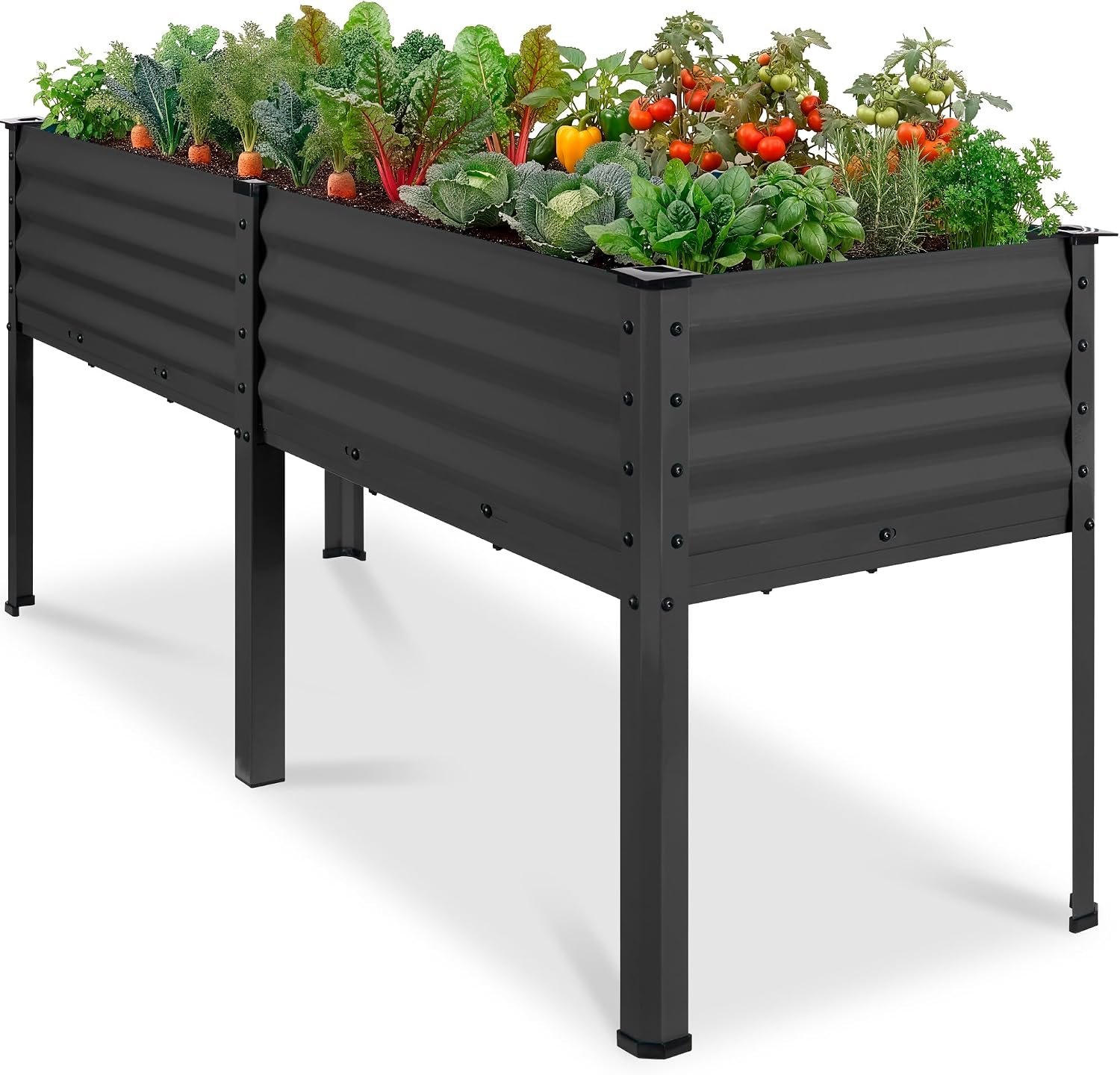 Best Choice Products 72x24x30in Non Toxic Galvanized Raised Garden Bed, Metal Elevated Planter Box, Vegetable Garden, 100% Non Toxic Materials – Charcoal