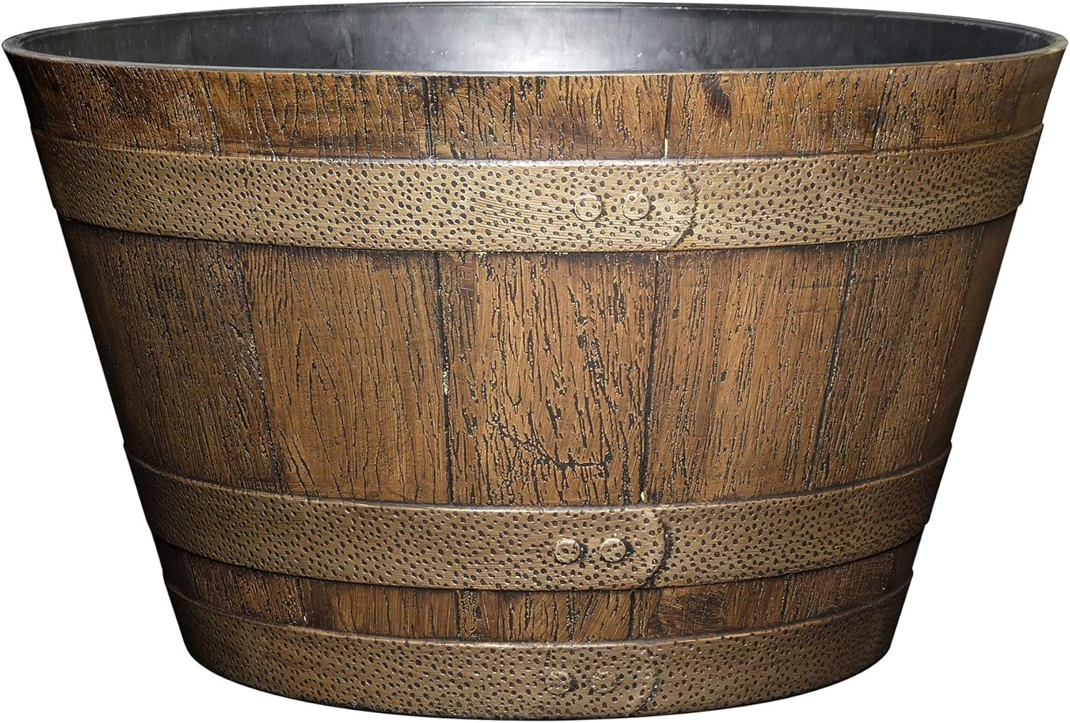 Classic Home and Garden Whiskey Barrel Planter, 20.5″, Distressed Oak