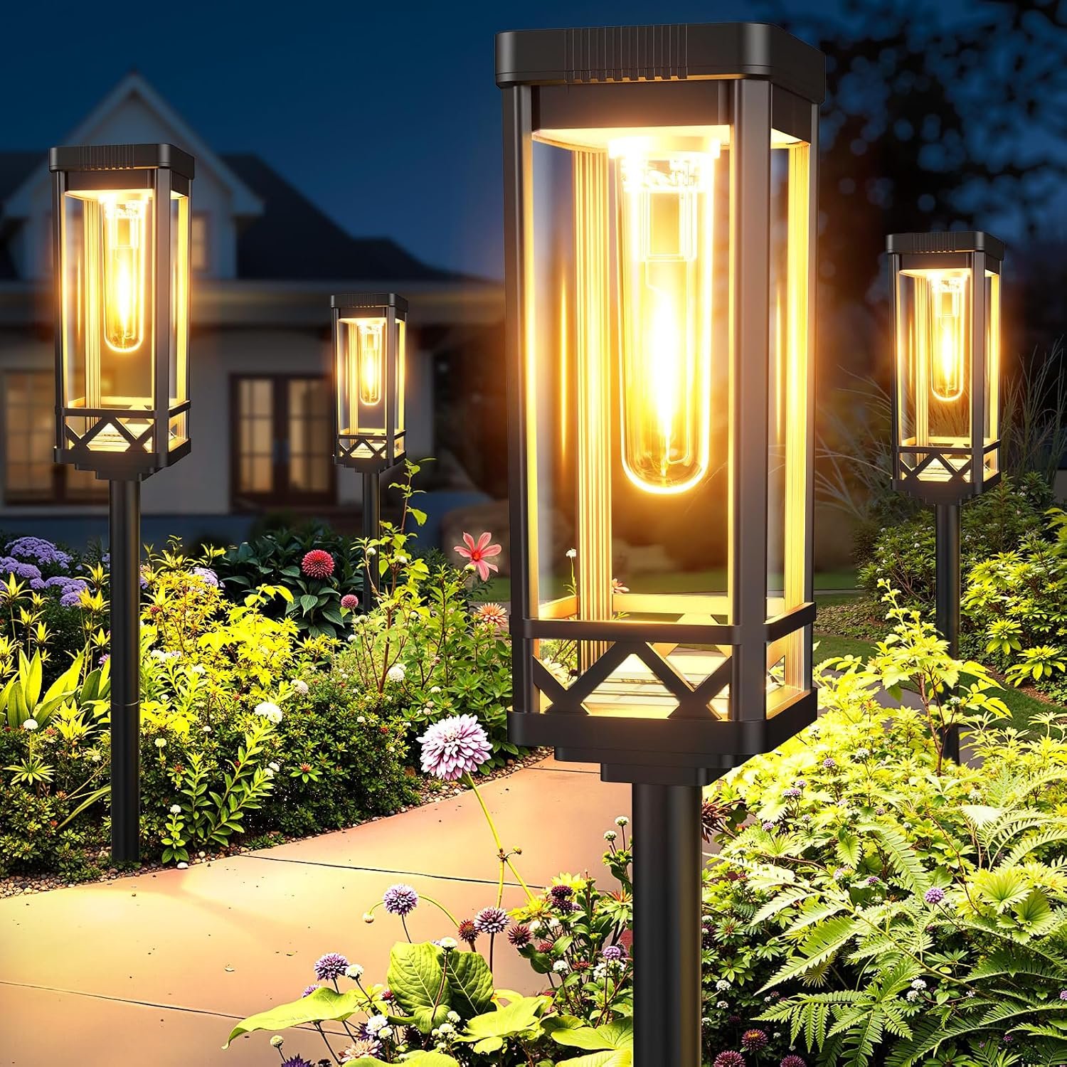 KOOPER Taller Solar Pathway Lights Outdoor, 8 Pack Upgraded Brighter Solar Garden Lights Solar Powered, Up To 15 Hours Outdoor Solar Lights for Yard Landscape Lighting Path Walkway Driveway Sidewalk