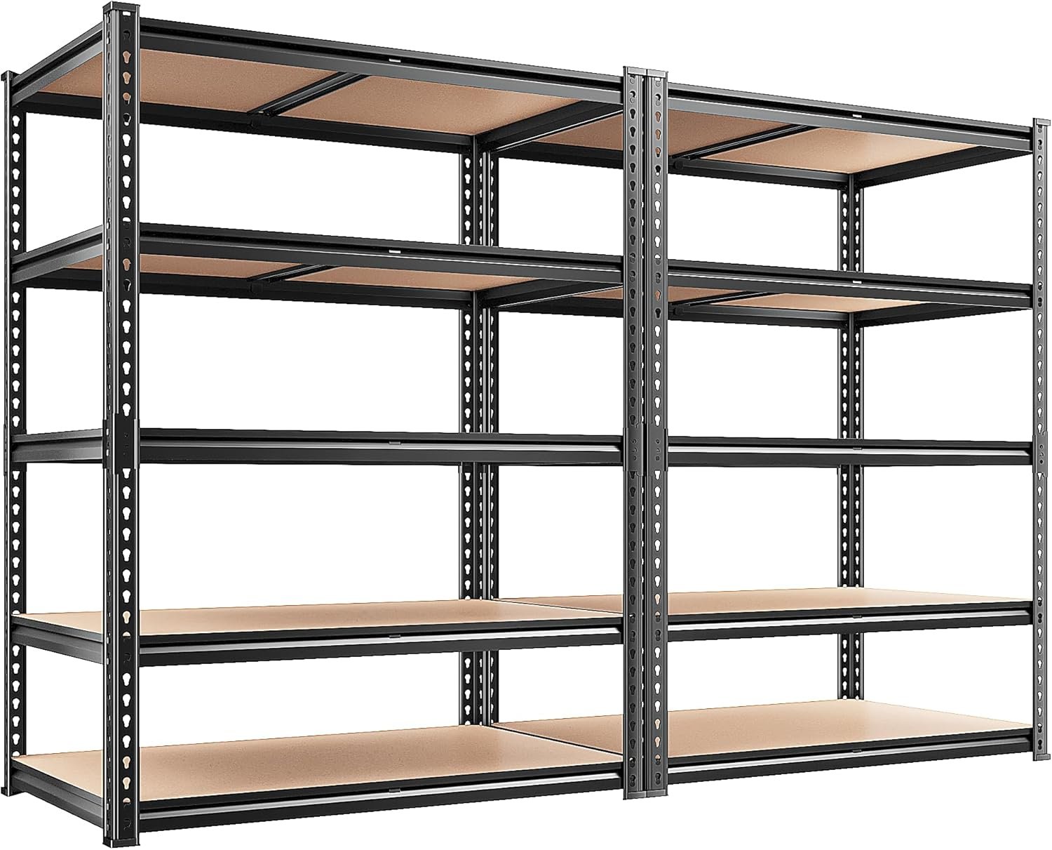 REIBII 2400LBS Garage Shelving 5 Tier Storage Shelves Heavy Duty, Adjustable Metal Shelving Unit,Garage Shelves for Basement,Warehouse,Pantry,Closet,Kitchen 72″ H x 35.55″ W x 16″ D,2 Pack | Heavy Duty