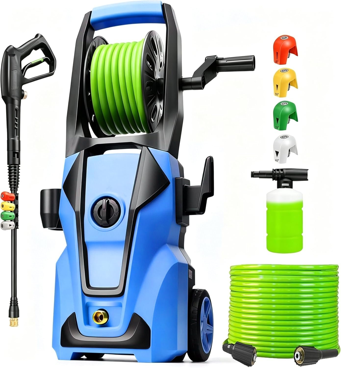 Electric Pressure Washer 5000PSI Adjustable Pressure with 23FT Hose, 4 Nozzle, Power Washer for Home Cars Driveways, Blue