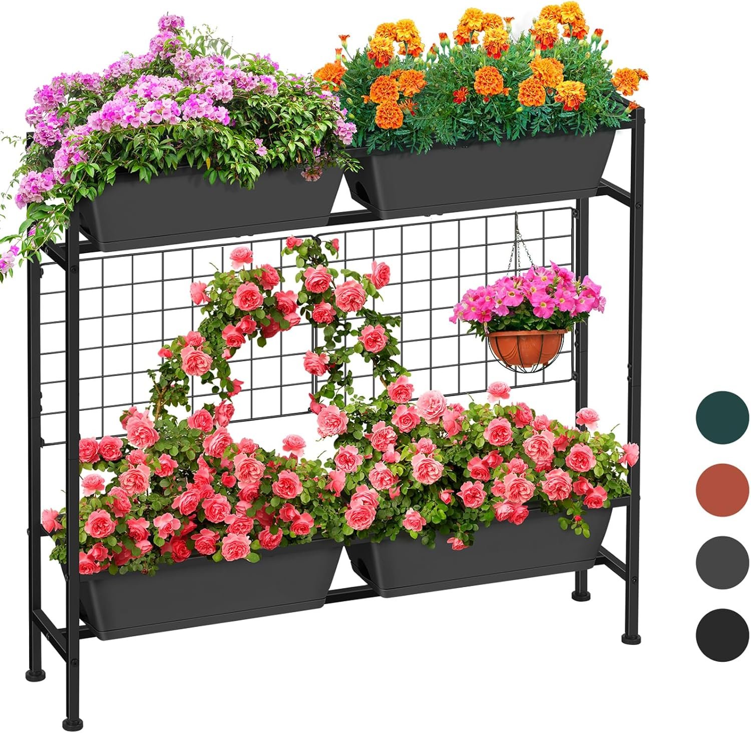 ETELI Vertical Garden Planter Raised Garden Beds with Legs Elevated Garden Planter Boxes with Legs Trellis Patio Balcony Herb Garden Planters Beds Outdoor for Flowers Vegetables, Gray