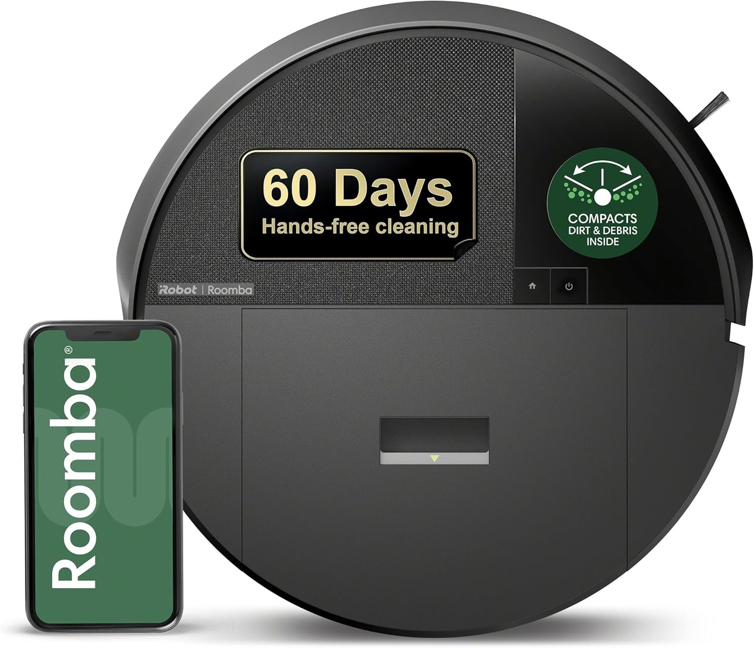 iRobot Roomba 205 DustCompactor Vac Robot Vacuum – Compacts Dirt Inside, No Emptying for 60 Days, Space Saving, No Dock Needed, Bagless, Intense Power-Lifting Suction, LiDAR Navigation, Multi-Surface