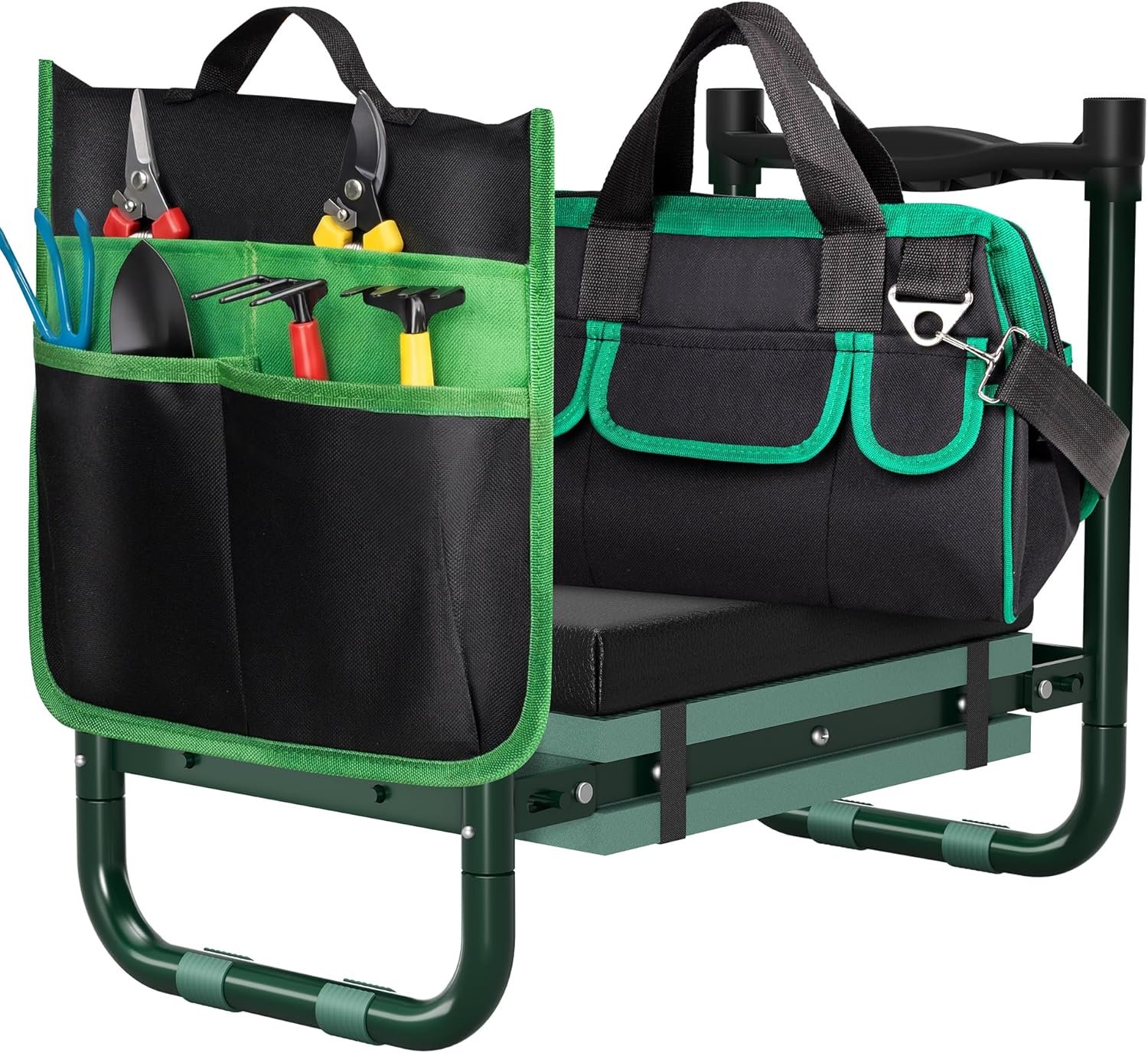 Walensee Garden Kneeler and Seat, Foldable Heavy Duty Garden Stool with Soft Kneeling Pad & Tool Pouch, Easy Stand Up Gardening Bench for Seniors, Women & Men, No Assembly Gardening Gift for Mom Dad