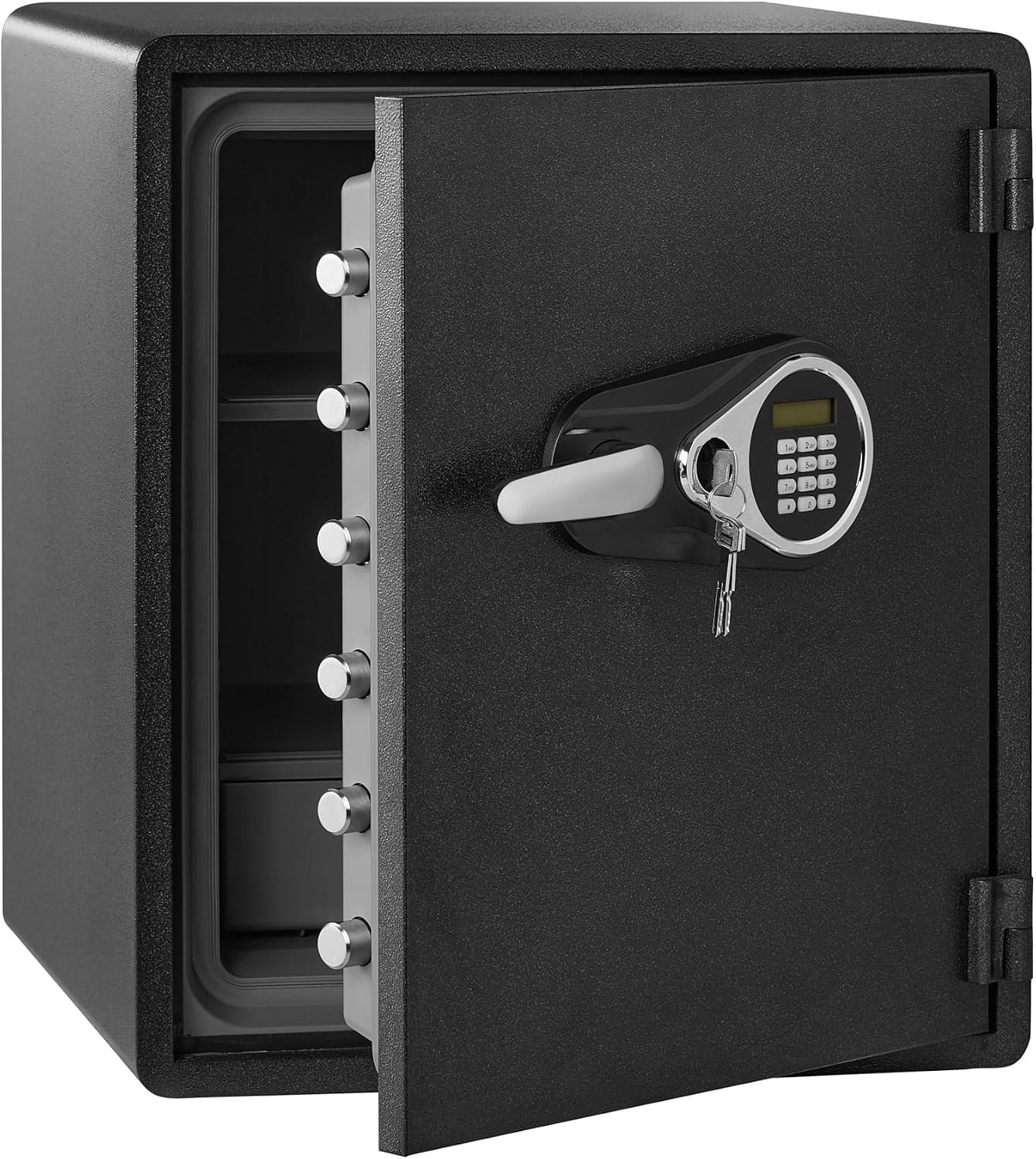 Amazon Basics Fireproof and Waterproof Safe Box with Digital Keypad Electronic Lock, Fire Resistant, Interior Lighting, Removable Shelf, for Home Use, 2.13 Cubic Feet, 24″H x 20.87″W x 19″D, Black