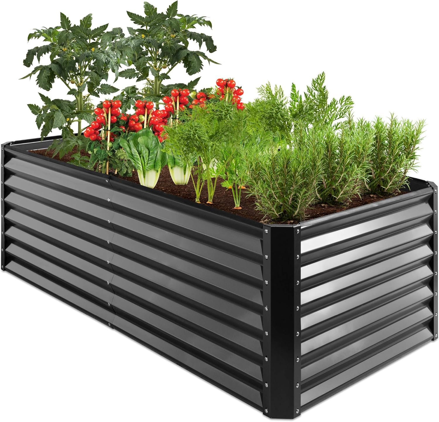 Best Choice Products 6x3x2ft Outdoor Metal Raised Garden Bed, Deep Root Box Planter for Vegetables, Flowers, Herbs, 269 Gallon Capacity, 100% Non Toxic Materials – Gray