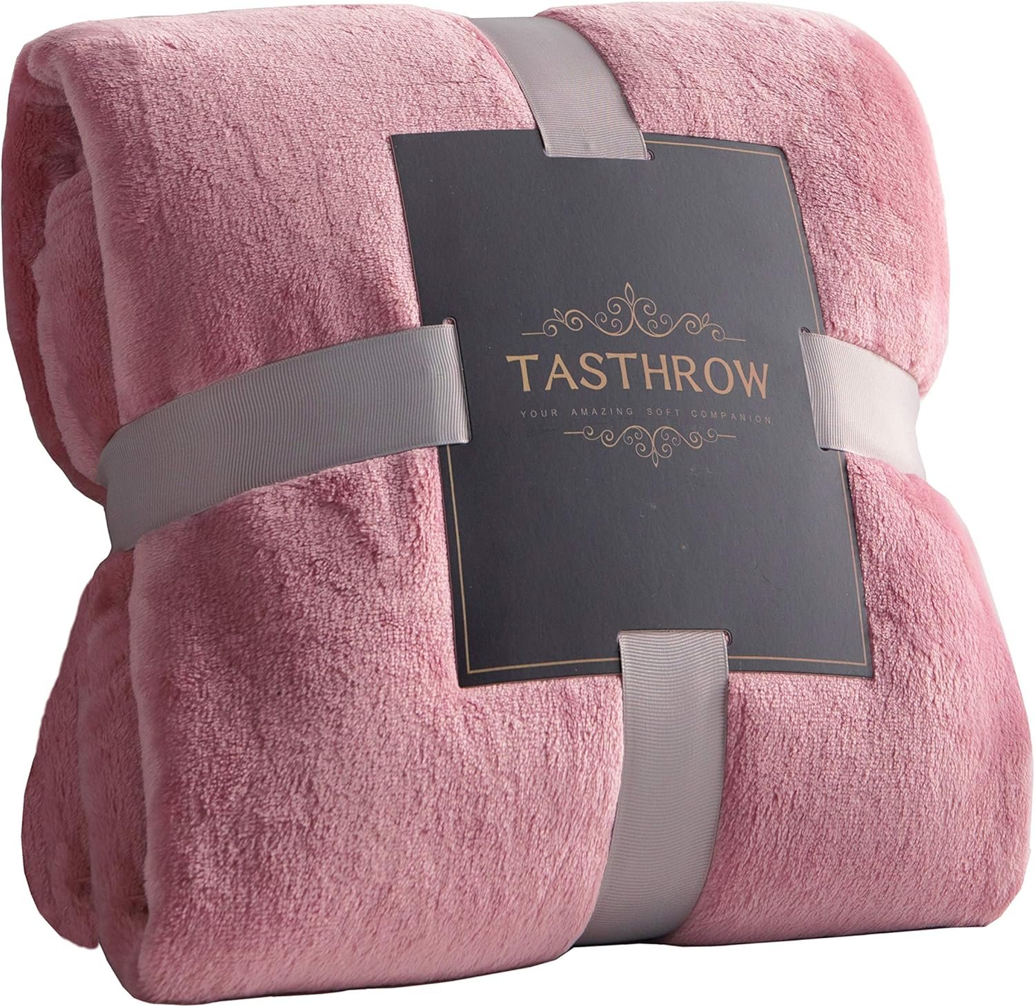 TASTHROW Large Flannel Fleece Throw Blanket, 50×70 Inch – Cozy Lightweight Thick Blanket – All Seasons Suitable for Women, Men and Kids (Pink)