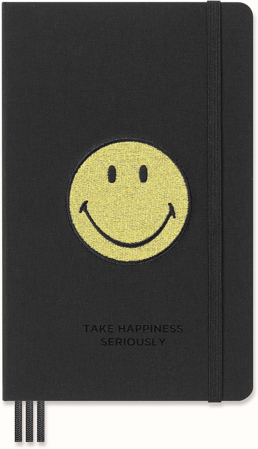 Moleskine Limited Edition Smiley Positivity Planner, Hard Cover, Large (5″ x 8.25″), Undated Planner, Black, 240 Pages