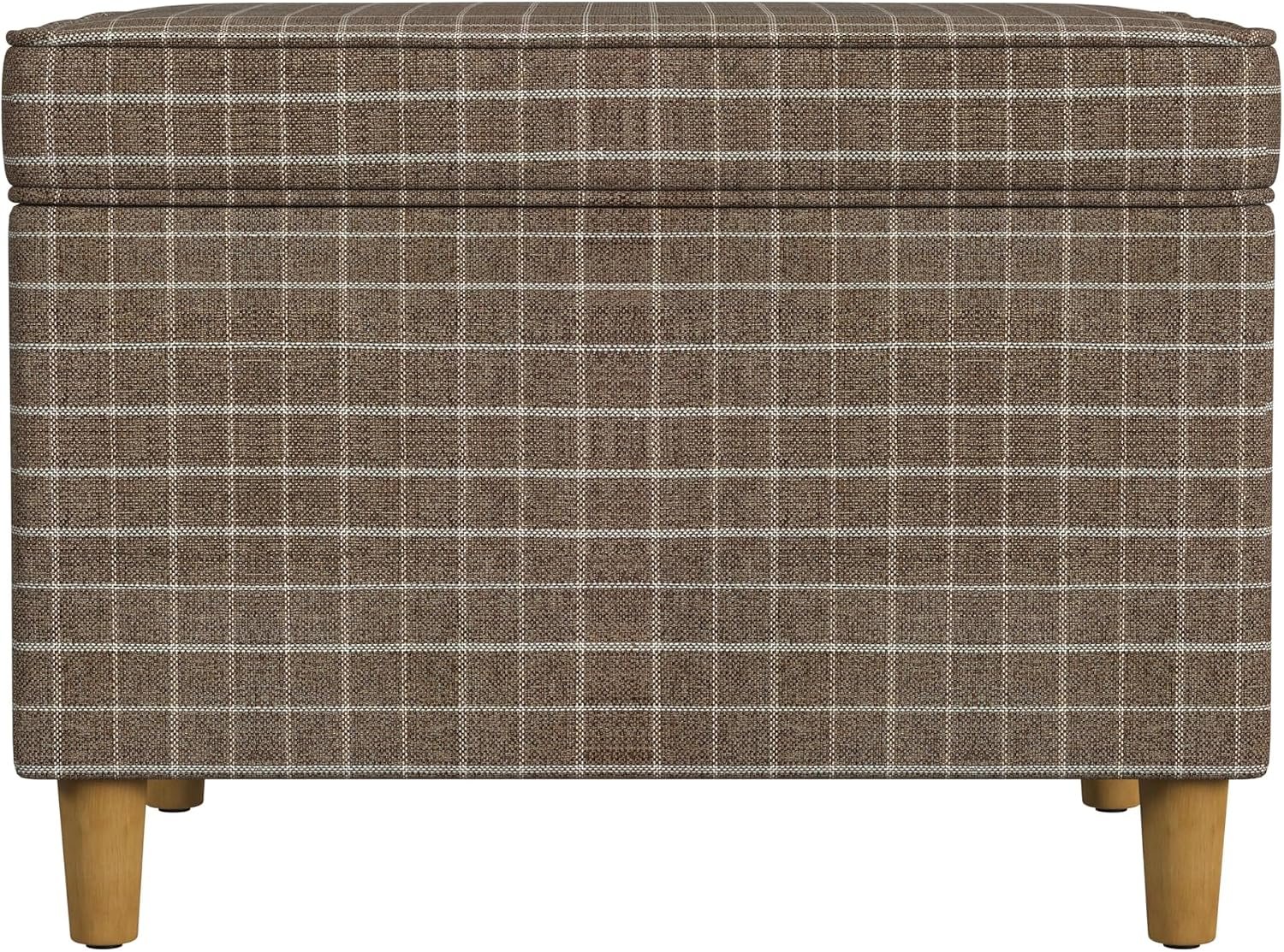 Spatial Order 24″ Dinah Collection Storage Ottoman – Brown Windowpane Fabric