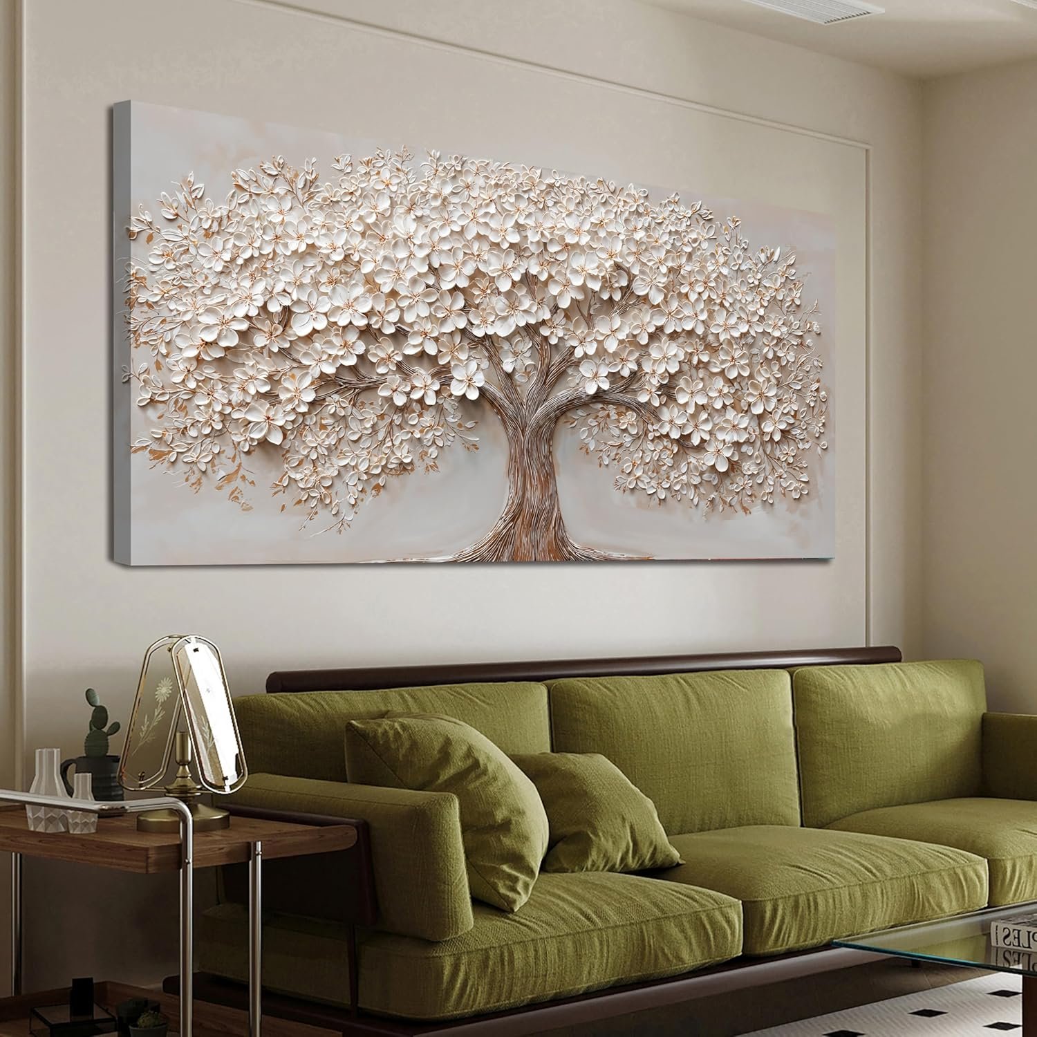 Canvas Wall Art Decor Prints Oversized Wall Art Pictures for Living Room Tree of Life Wall Art Decor Canvas Art Wall Decor Modern Large White Wall Art Prints Artwork for Walls Bedroom Office Decor 29″ X 58″