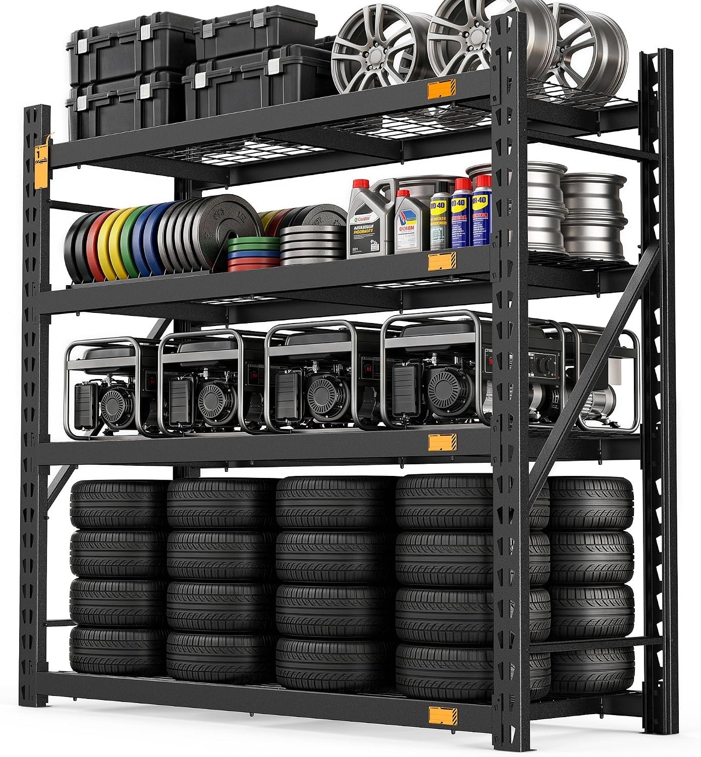 CAMMOO 61”W Storage Shelves, 6000LBS Metal Garage Shelving Unit with Magnetic Label, Upgraded Structure, Solid Steel Industrial Rack, Easy Assembly for Warehouse,Basement, 61”W x 24”D x 72”H