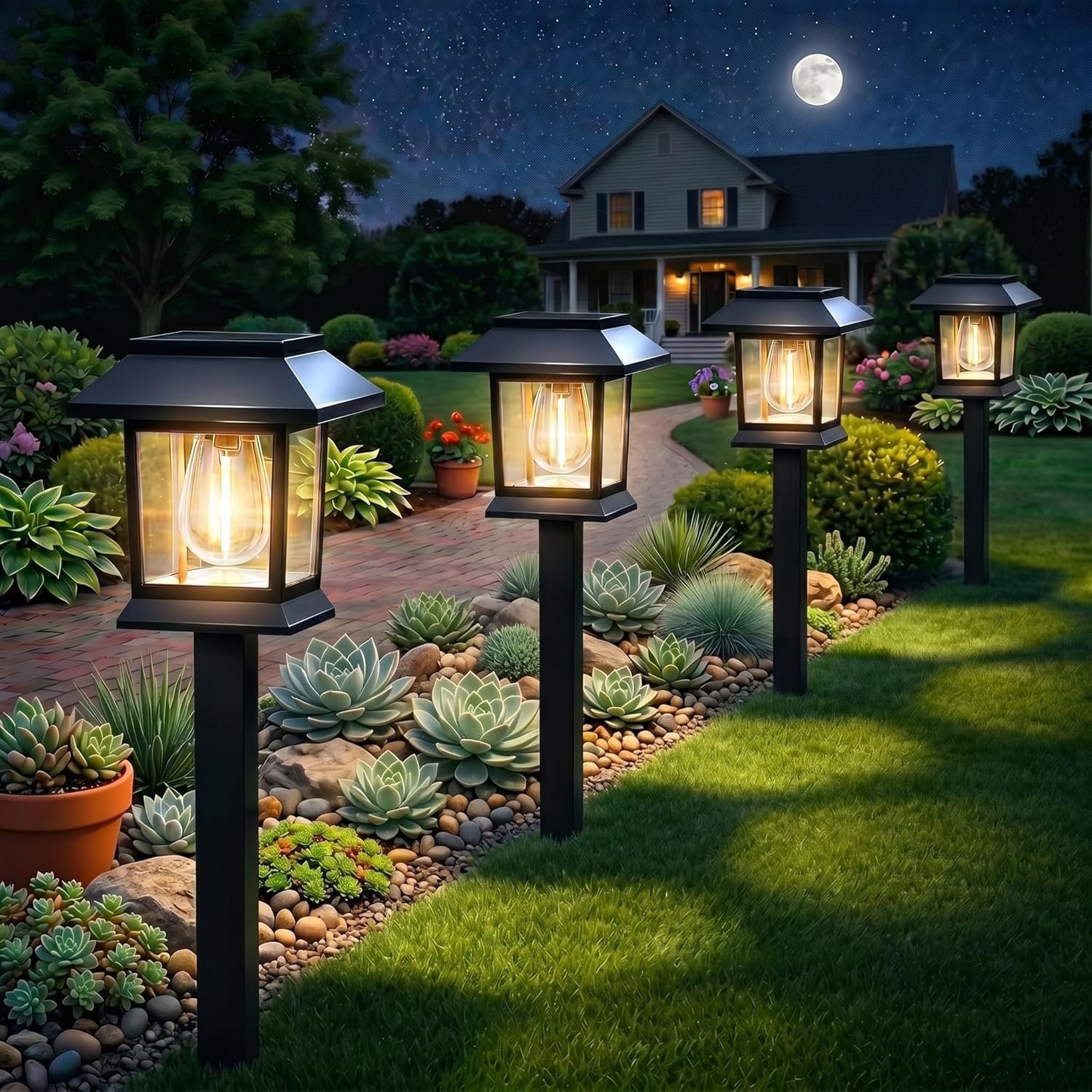 Benany Solar Outdoor Lights, 12 Pack Solar Pathway Lights Waterproof, Landscape Lighting for Path Walkway Lawn Garden Yard Outside Décor, Black