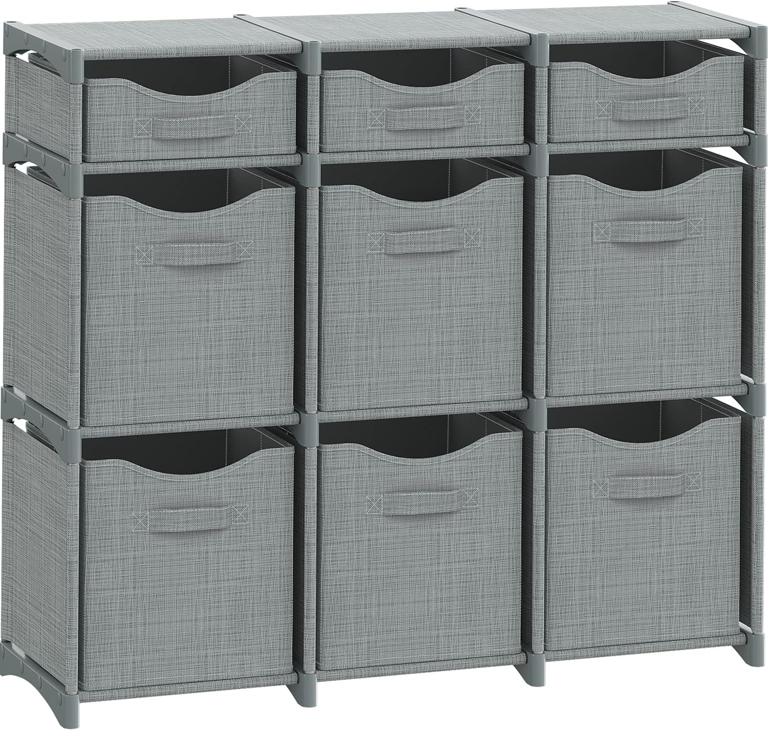 Cube Storage Organizer with 9 Storage Bins Included – Storage Cubes for Home Organization, Toy Storage, Office Storage, Living Room Storage, and General Storage Solution (Grey)