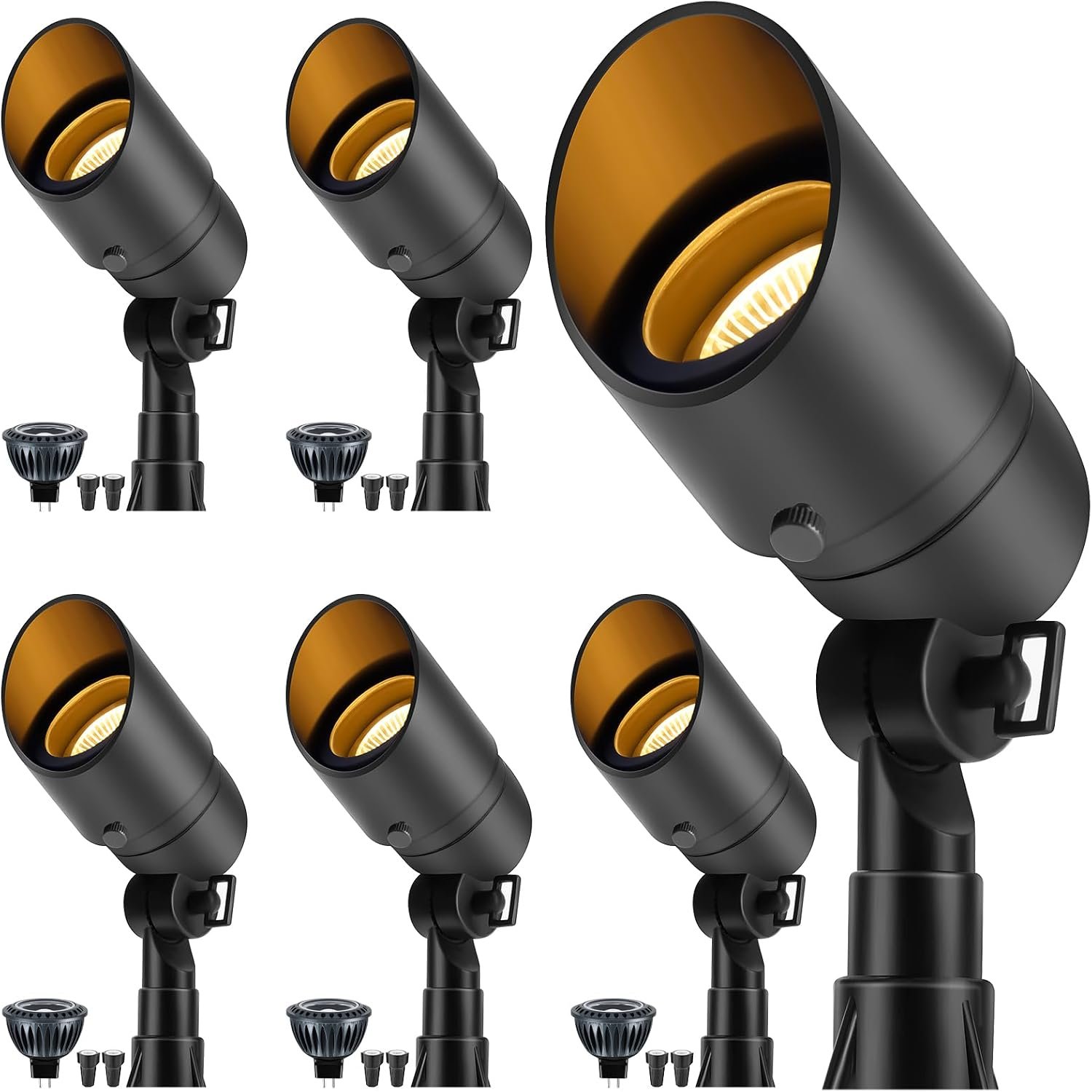 Low Voltage Landscape Spotlight, 12V LED Outdoor Landscape Lighting, Landscape Spot Lights Wired for Garden and Yard, Aluminum Up Lighting Fixture with 5W MR16 Replaceable Bulb (6 Pack)