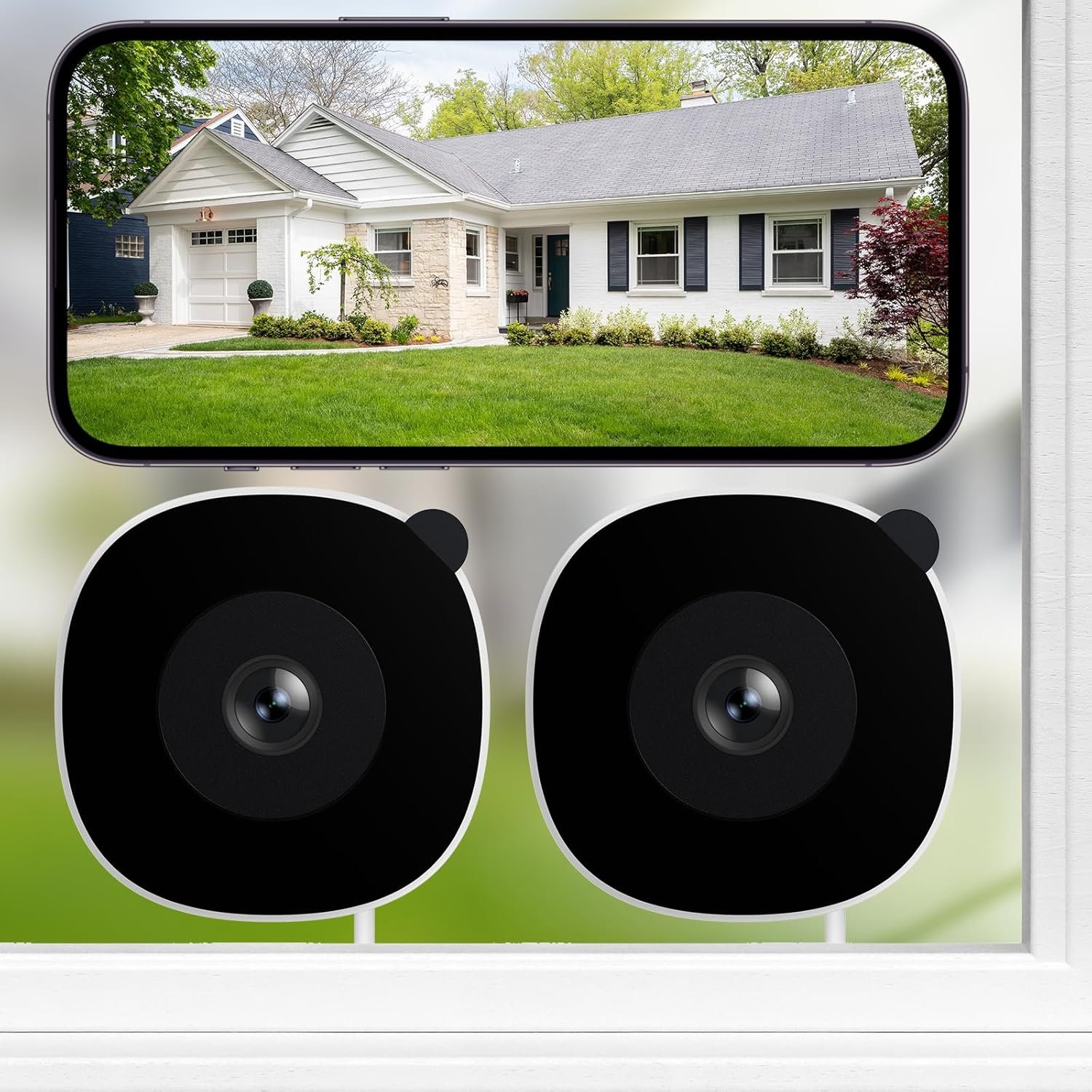 INFIYA 2K No Drill Window Camera for Indoor & Outdoor Monitoring, 2 Pack | 2.4 & 5Ghz WiFi, Full-color night vision, Anti-Glare, Human Detection, 24/7 Recording, Ideal for yard, porch or street