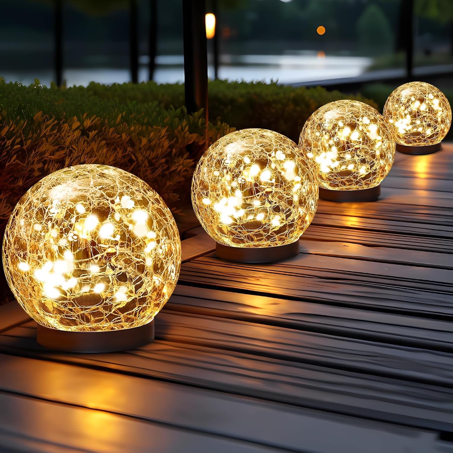 JKIMK Solar Globe Lights Outdoor Waterproof-Solar Balls for Garden | Cracked Glass Ball Lights Outdoor-Solar Orbs for Outside-Decorations for Patio and Yard Lawn Backyard Decor